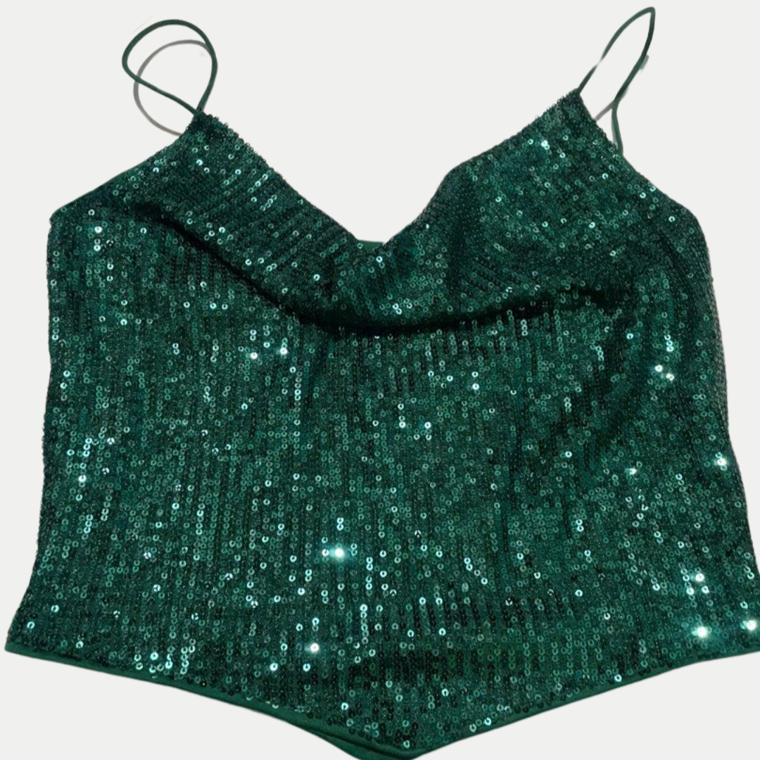 Top corto de lentejuelas