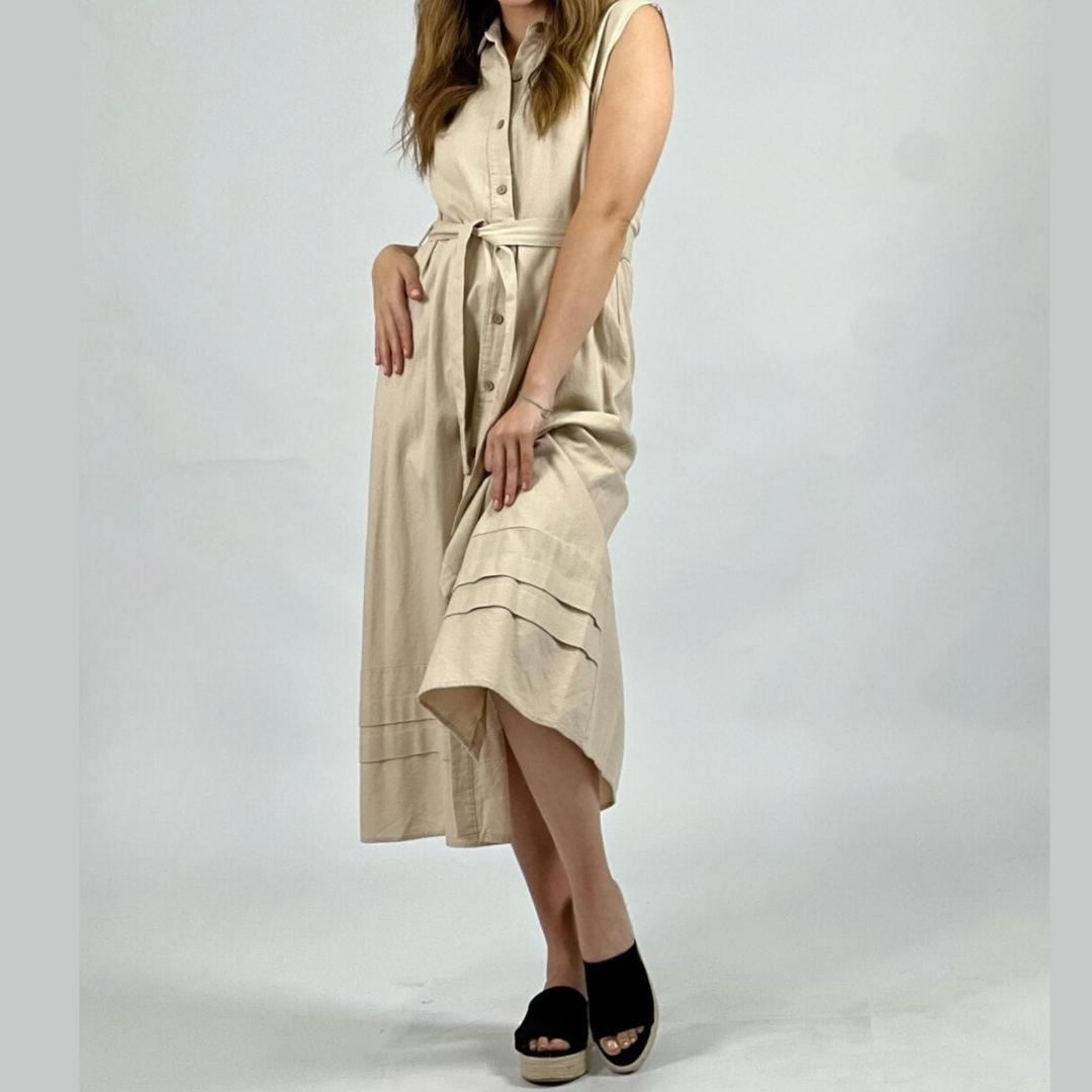 Vestido de lino con cinturón