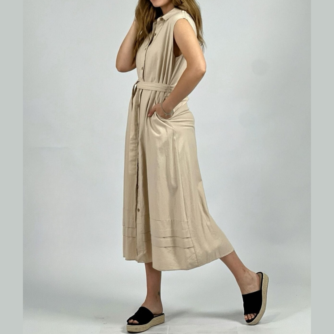 Vestido de lino con cinturón
