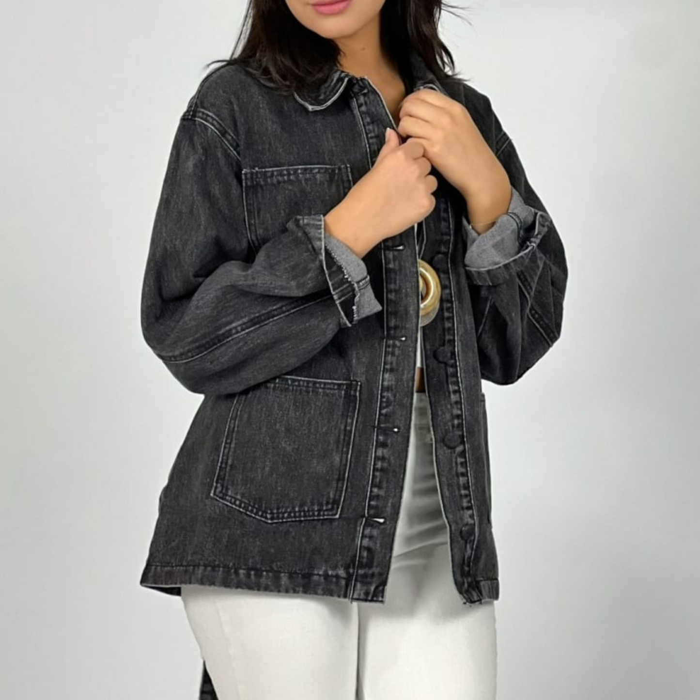 Chaqueta larga de mezclilla