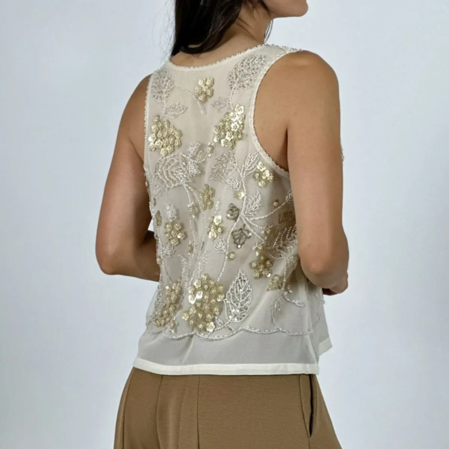 Blusa Bordada Con Lentejuelas Doradas SM