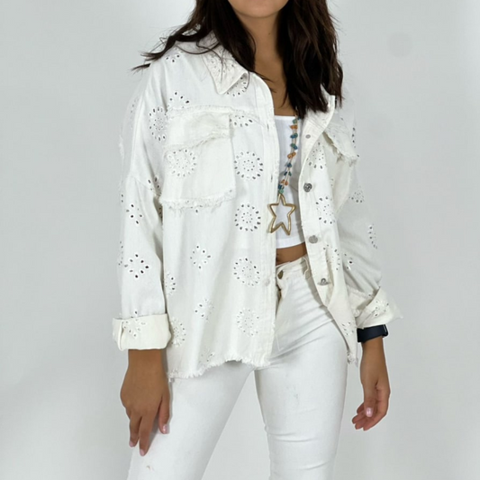 Chaqueta de mezclilla y broderie