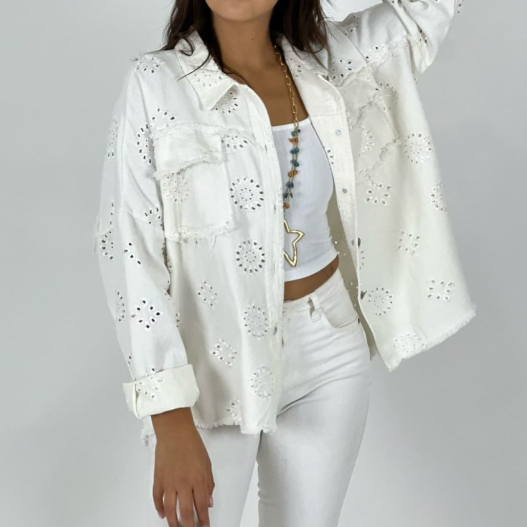 Chaqueta de mezclilla y broderie