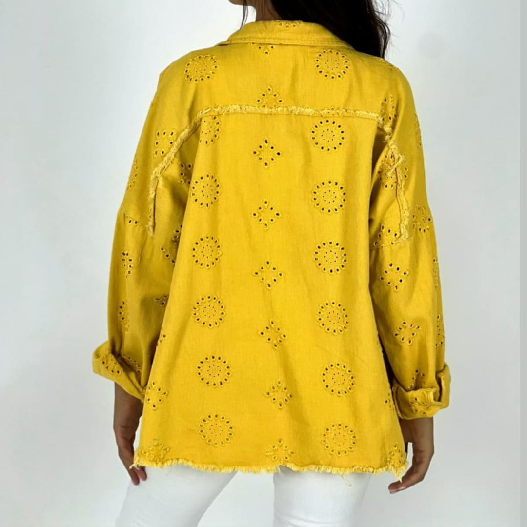 Chaqueta de mezclilla y broderie