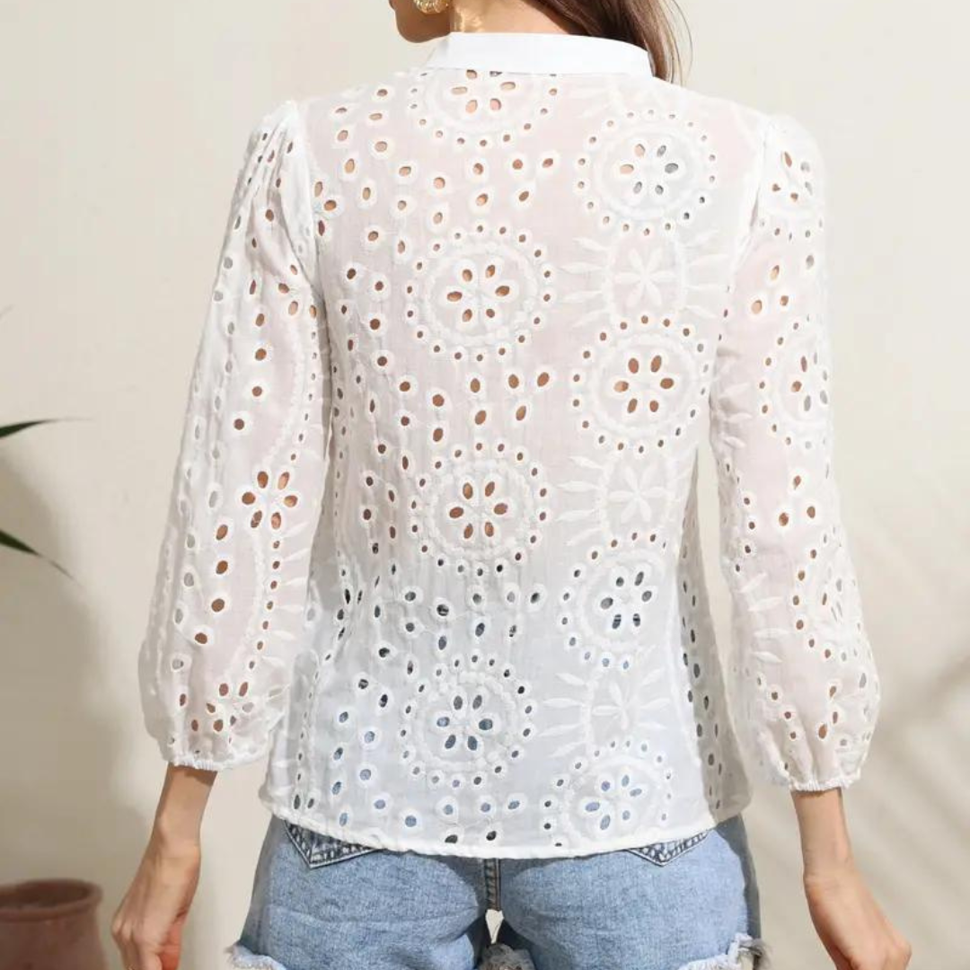 Blusa de broderie escote en V