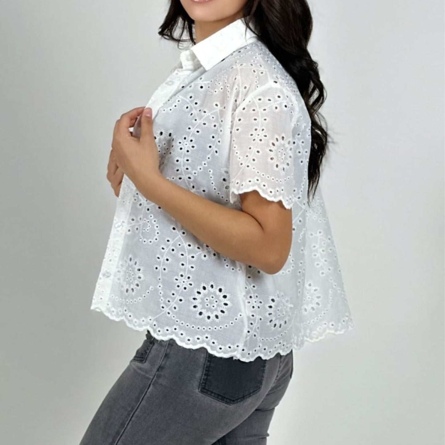Blusa de broderie talla única