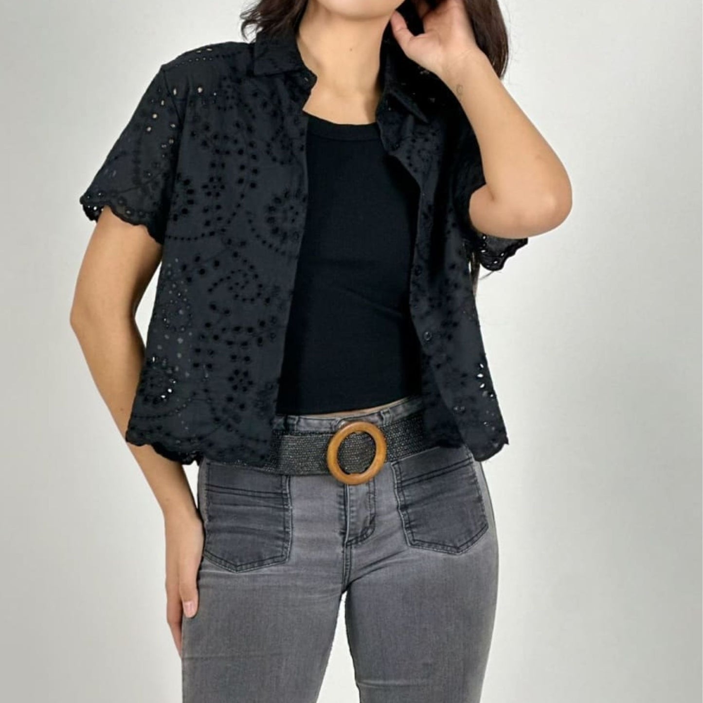 Blusa de broderie talla única