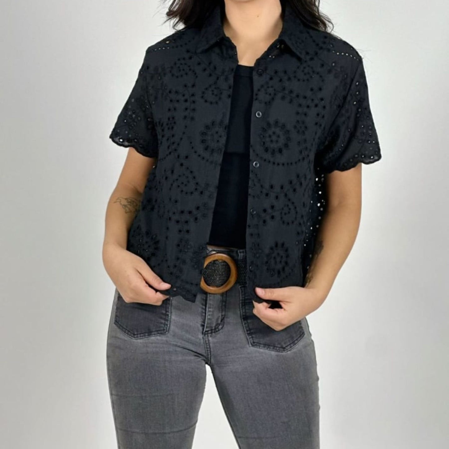 Blusa de broderie talla única