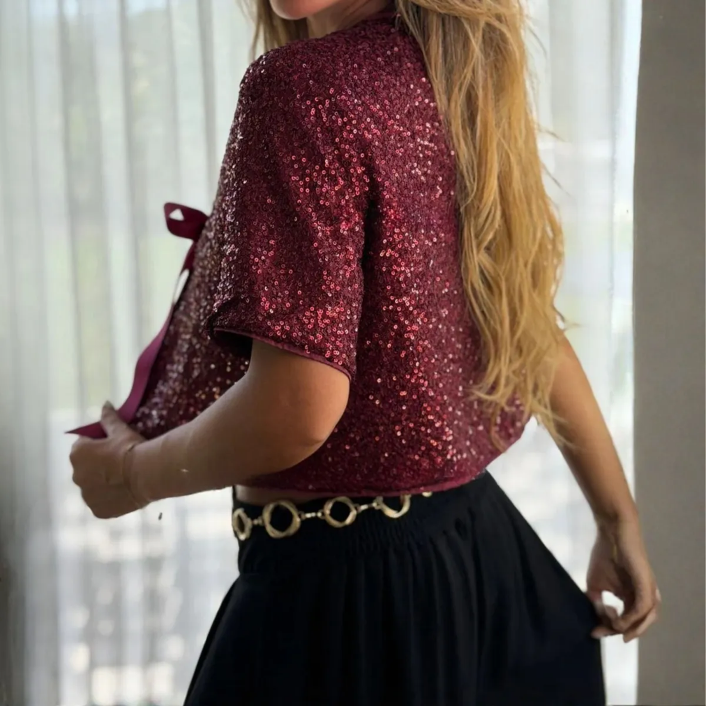 Blusa-tapado De Lentejuelas S-M y L