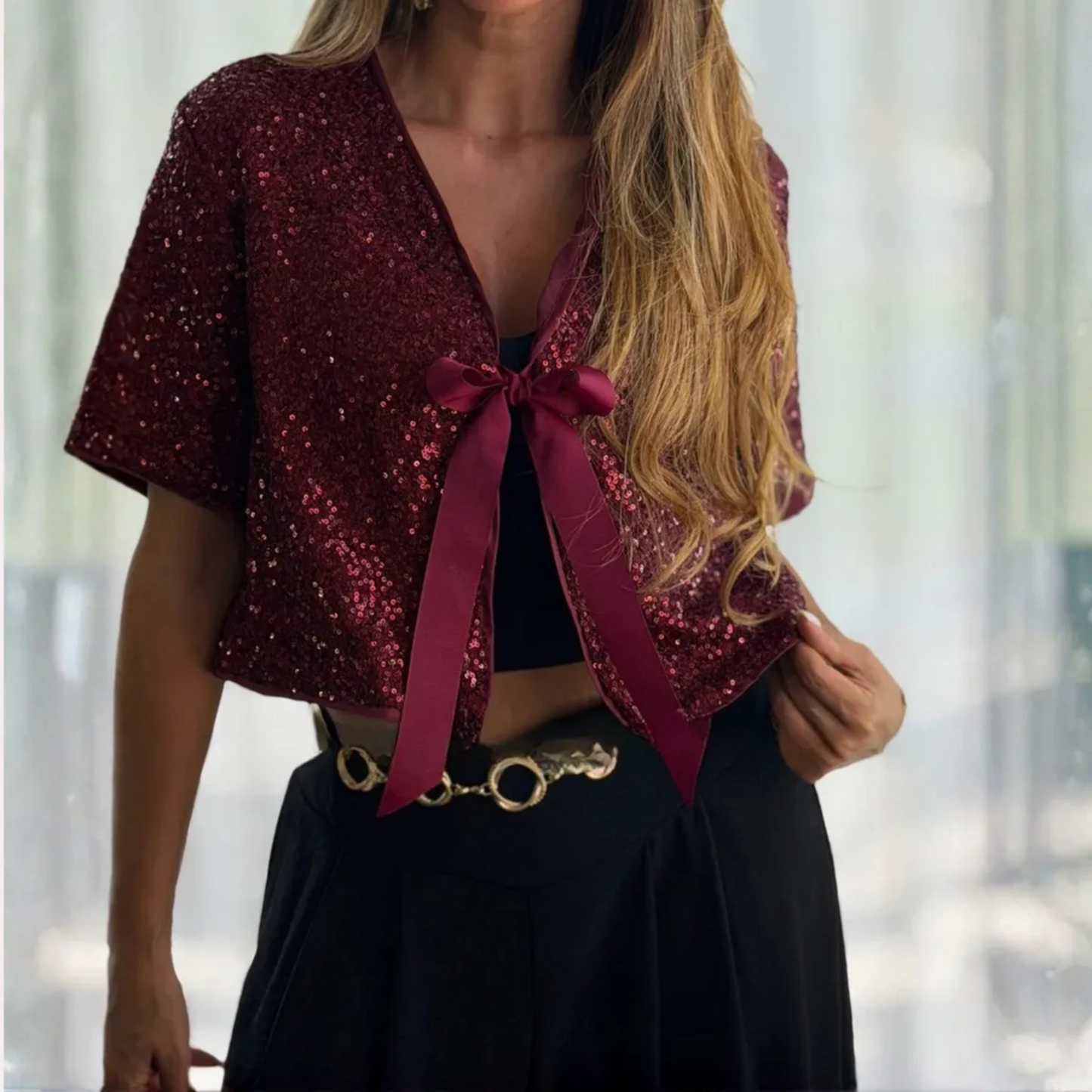 Blusa-tapado De Lentejuelas S-M y L