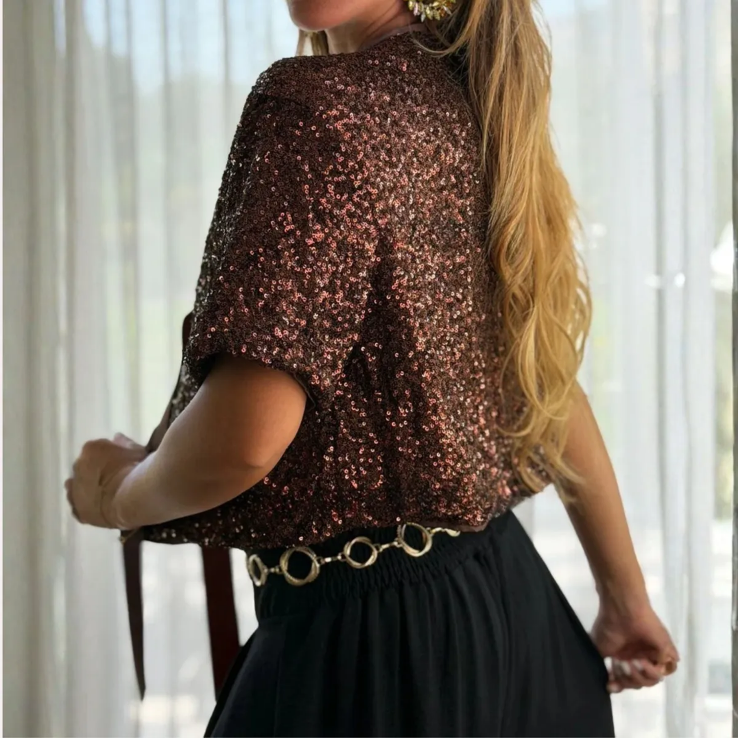 Blusa-tapado De Lentejuelas S-M y L