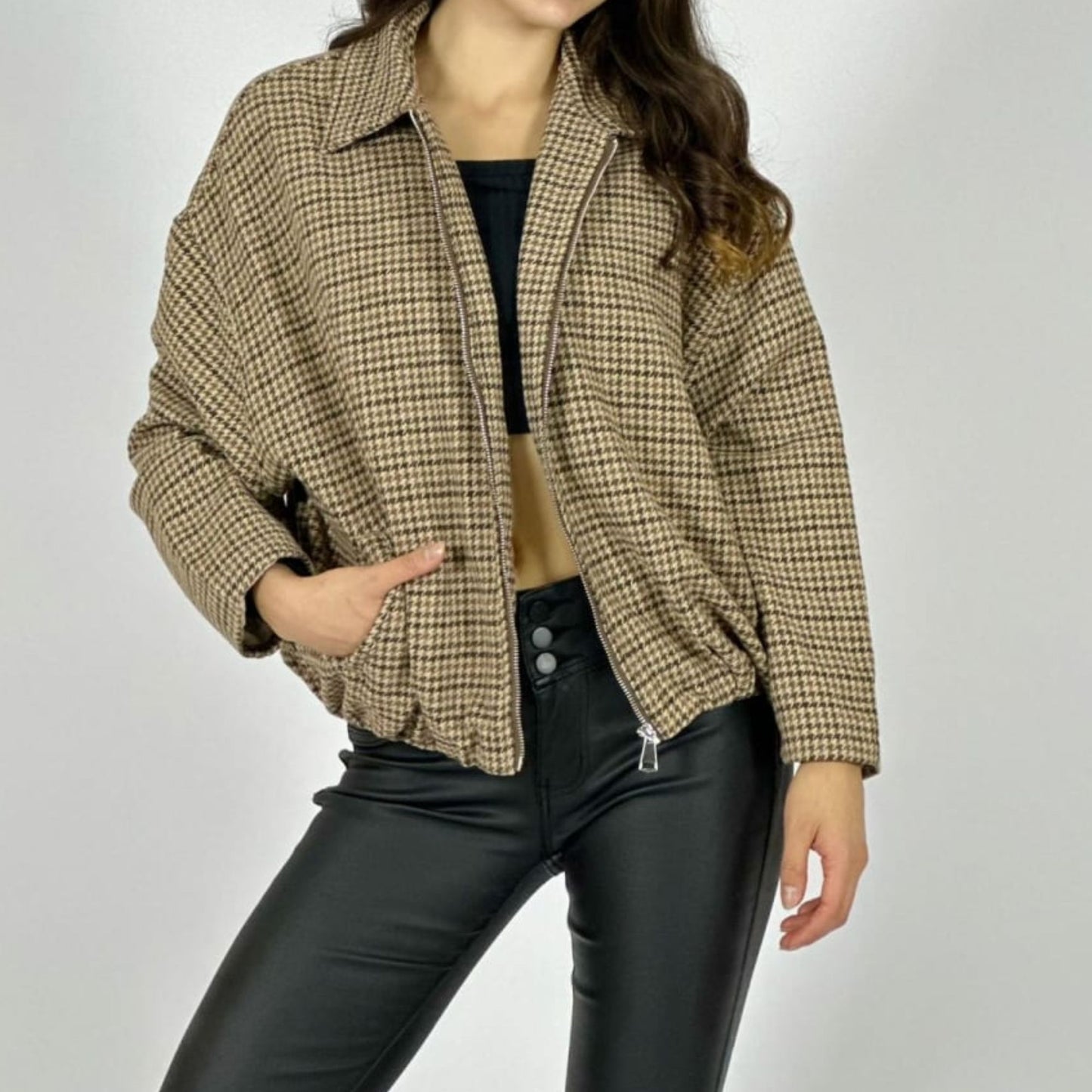 Chaqueta bomber cuadrillé