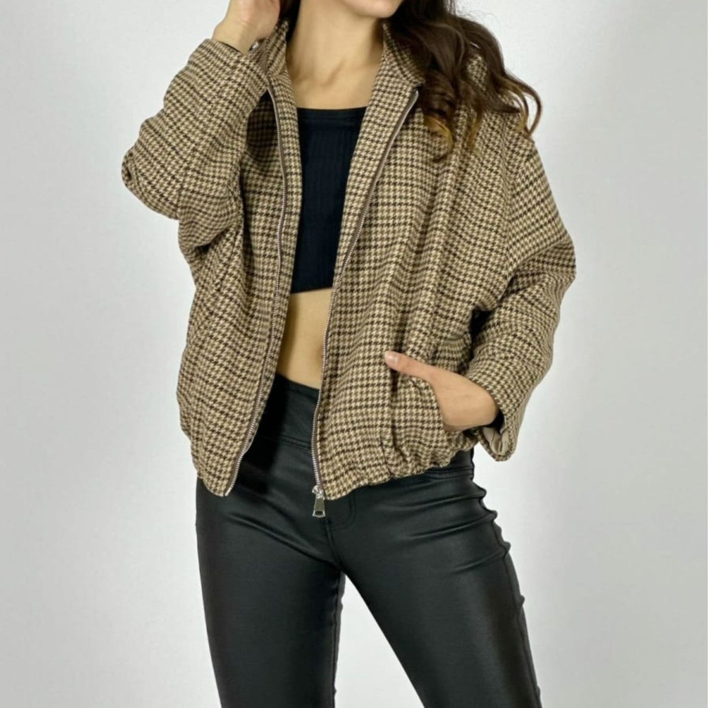 Chaqueta bomber cuadrillé
