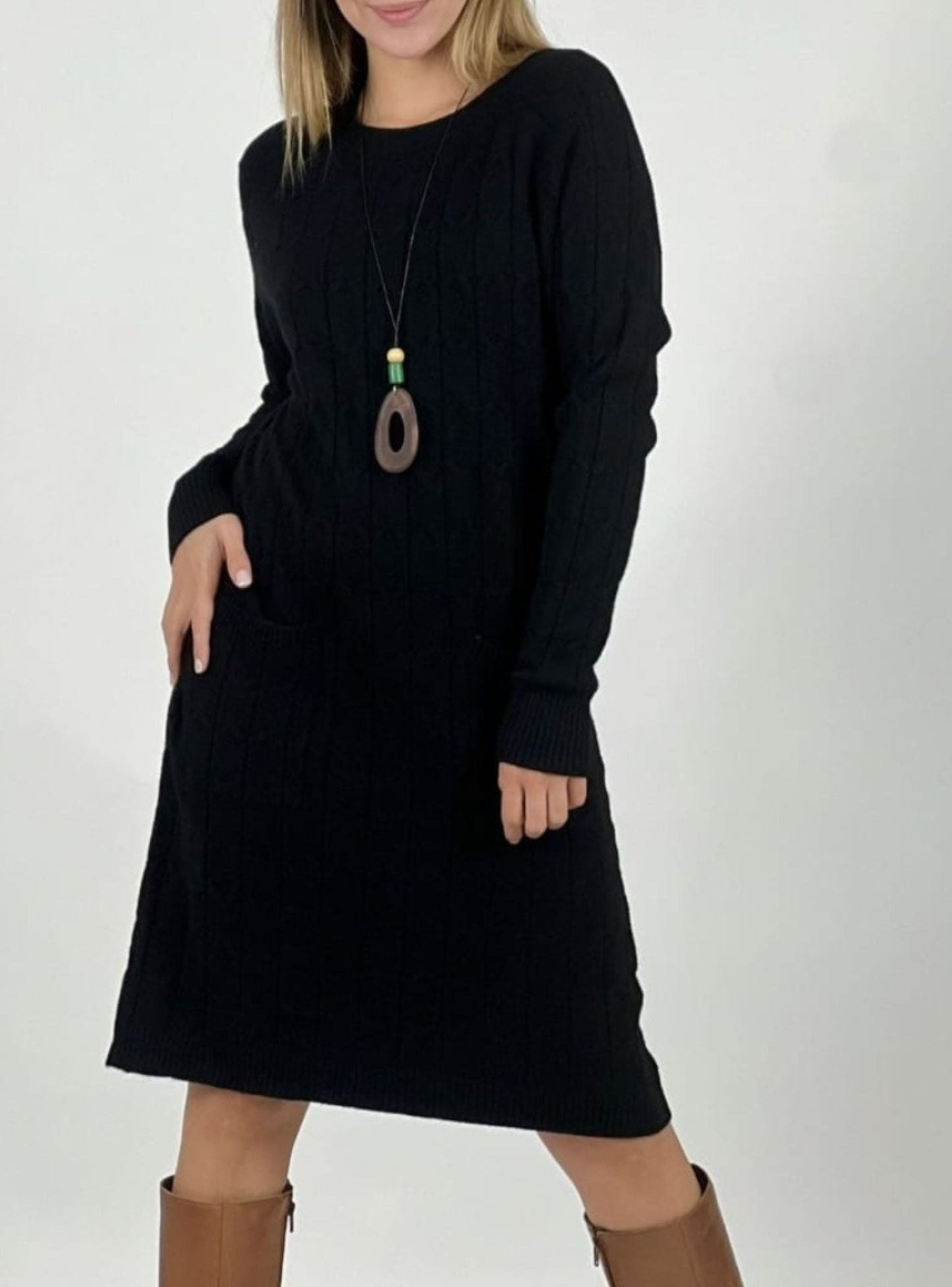 Vestido de lana con bolsillos