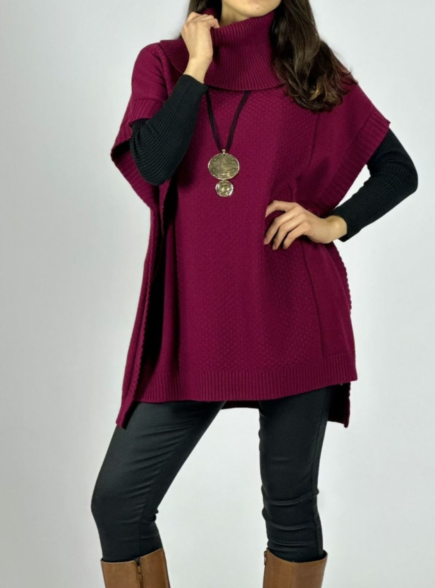 Poncho cuello tortuga