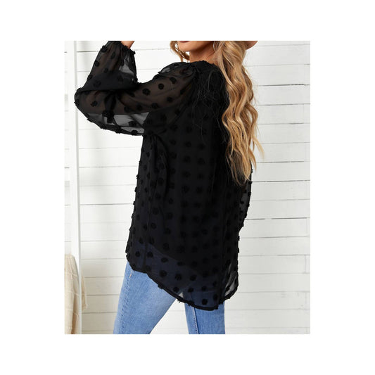 Blusa negra lunares texturados